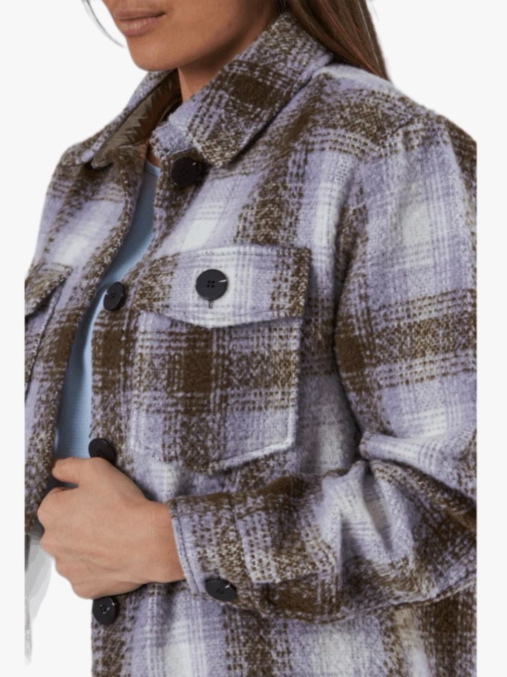 Only Lavender and Brown Plaid Utility Shacket